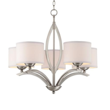 5 Glass Silver Chandelier With Pendent