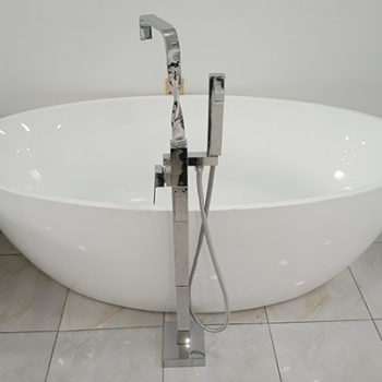 Acur Frestanding Tub with Floor Standing Square Shower (Full Acrylic)