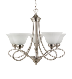 5 Glass Spiral Chandelier With Pendent
