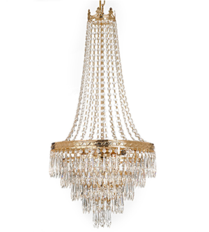 Ceiling Mount Gold Chandelier With Pendent
